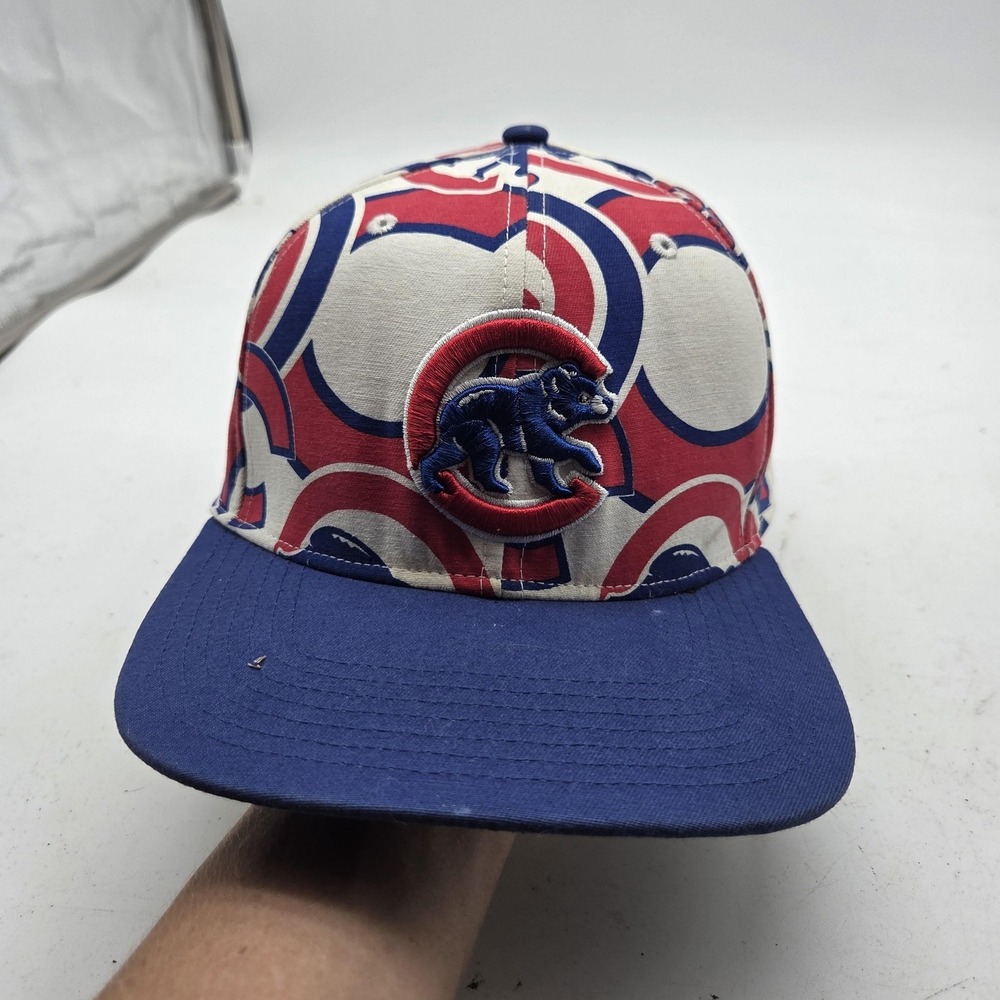 Chicago Cubs Hat Cap Strap Back Mens One Size Blue Red MLB Baseball 47 Brand‎